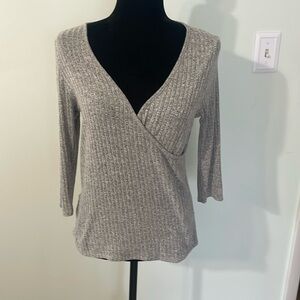 Women’s ribbed cross over blouse size large Wantable